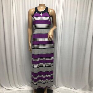 ana Maxi Dress Womens Medium Purple Black Gray Sleeveless Casual Party Travel